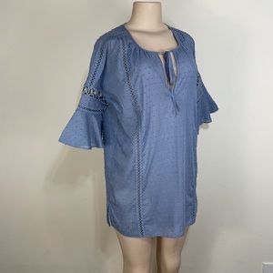 Swiss Dot Embroidered Square Neck Boho Peasant Top